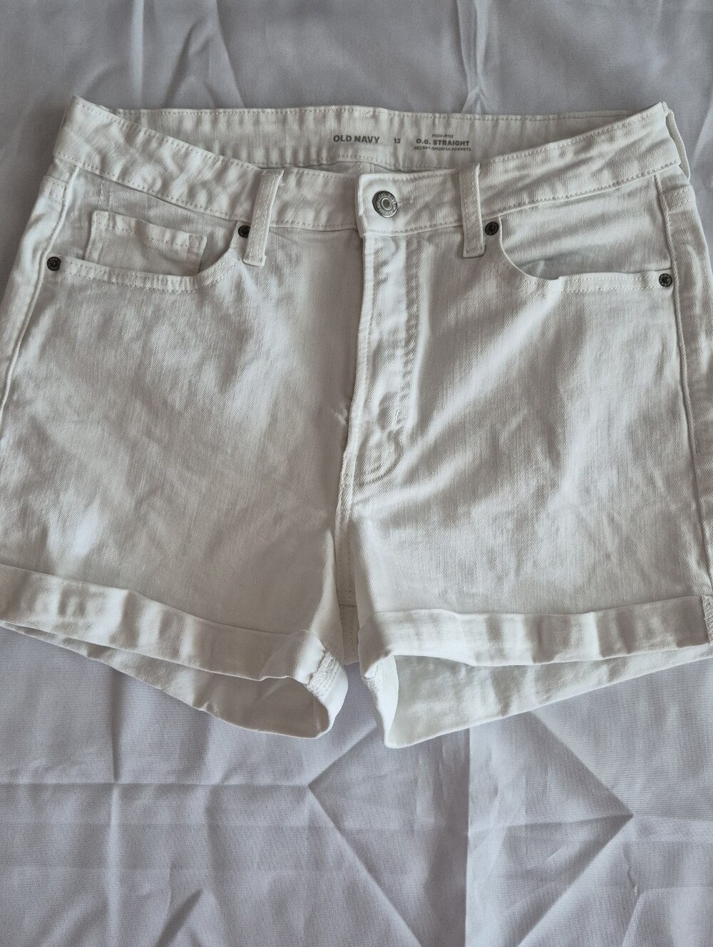 Old Navy White Women’s Cuffed Denim Shorts Hi-Rise